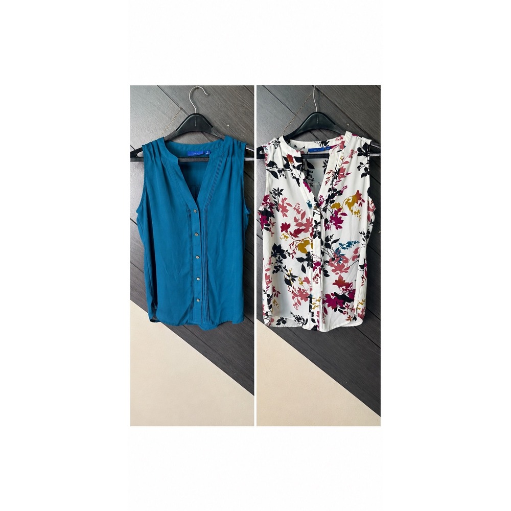 Apt. 9 Women's Sleeveless Blouse Bundle Teal & Floral Sheer Tops XS Office